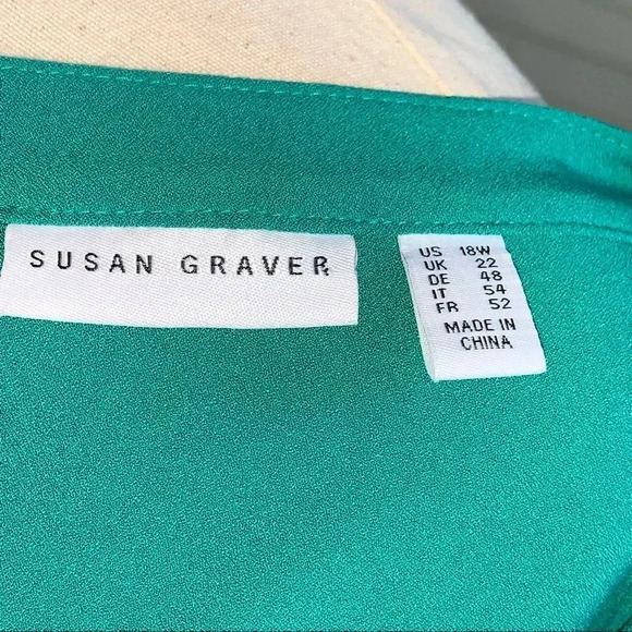 Susan Graver Plus Size 18W Roll Tab Sleeve Tunic Blouse Band Collar Button Front - Picture 6 of 11